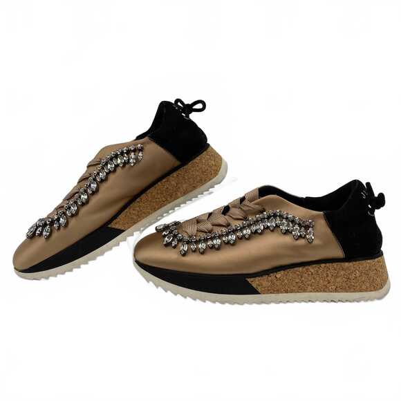 Judari Tan Black Rhinestone Satin Sneakers | EU 38 (7 US) - Picture 2 of 10
